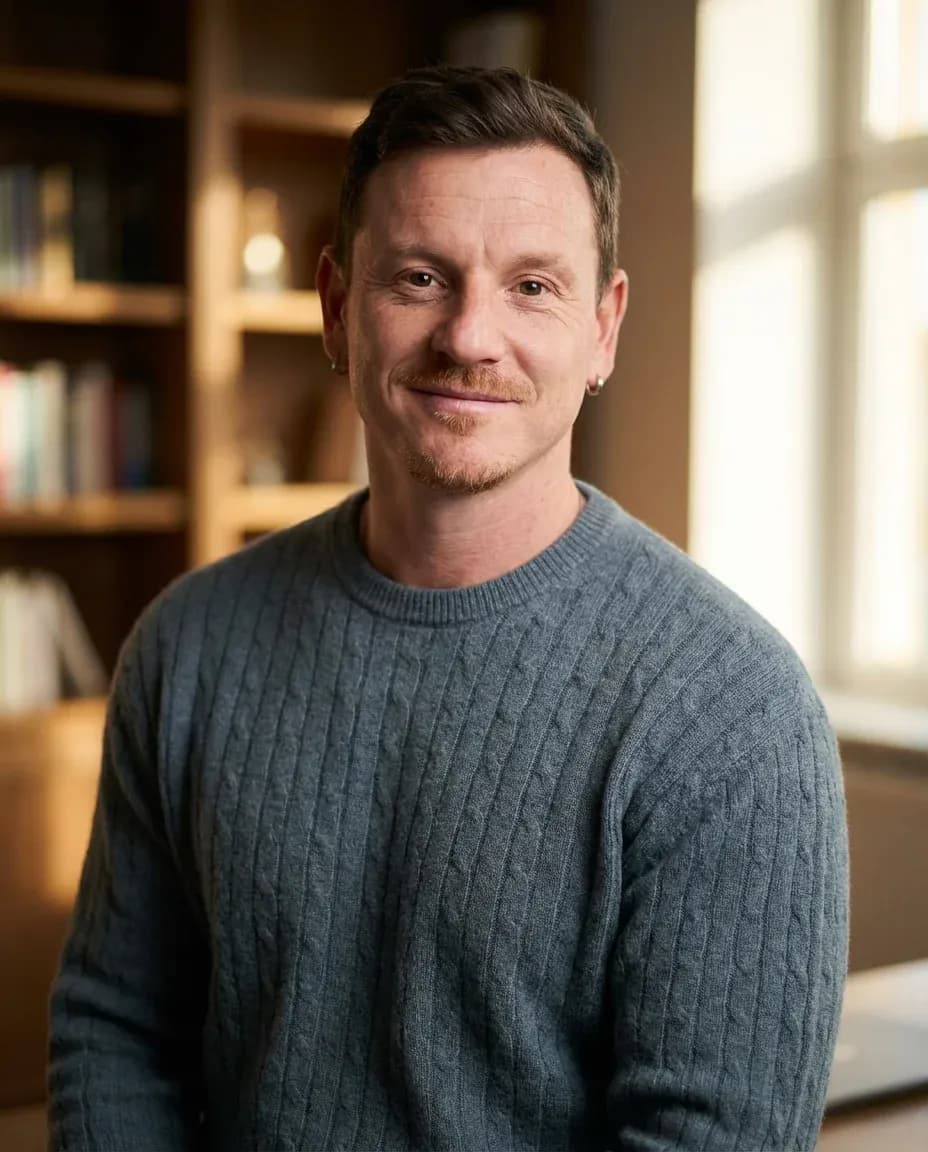 AI Therapist Headshot of a 40 man by ExecHeadshots