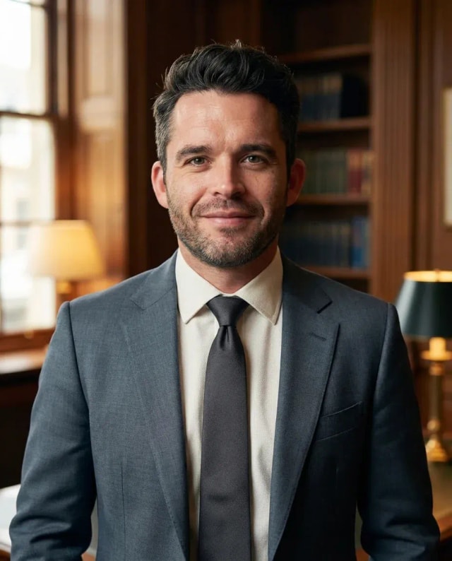 AI Financial Advisor Headshot of a 40 man by ExecHeadshots