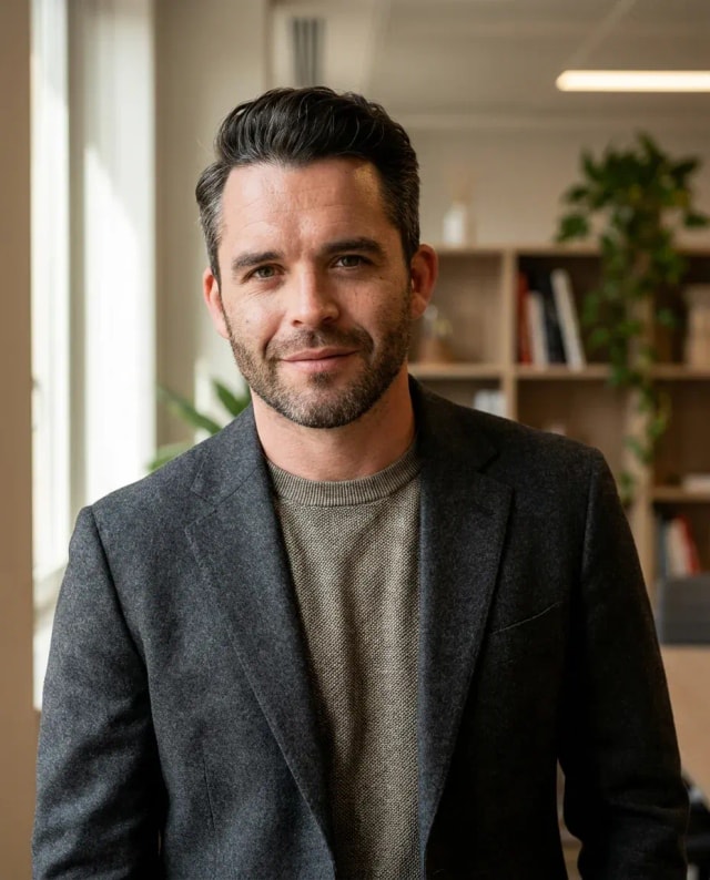 AI Insurance Agent Headshot of a 40 man by ExecHeadshots