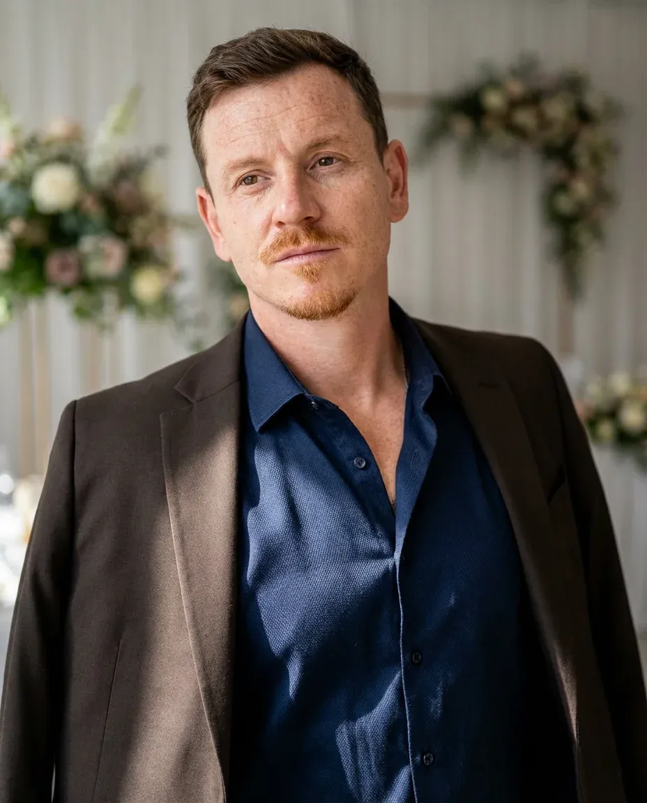 AI Wedding Planner Headshot of a 40 man by ExecHeadshots