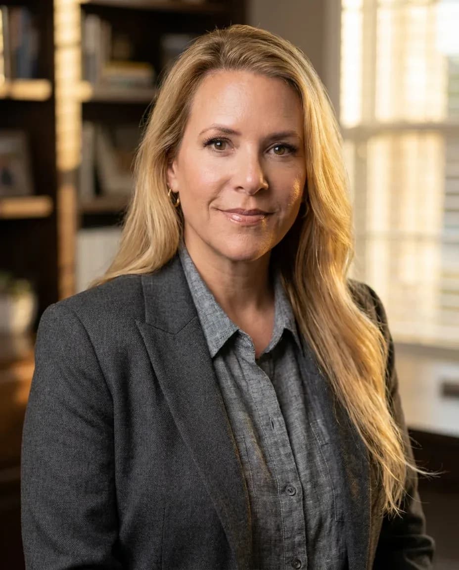 AI Author Headshot of a 45 woman by ExecHeadshots